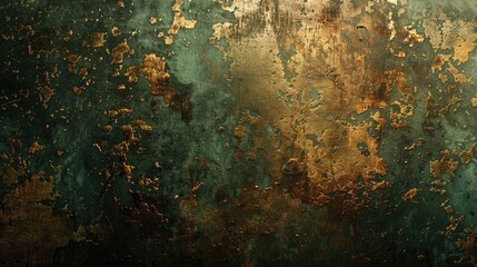 Poster - A weathered metal surface with green paint. Suitable for industrial concepts