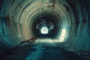 Aufkleber - A mysterious dark tunnel with a bright light at the end, suitable for concepts of hope and new beginnings