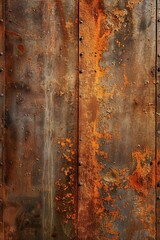 Poster - A textured rusted metal surface with visible rivets. Suitable for industrial, grunge, or abstract backgrounds