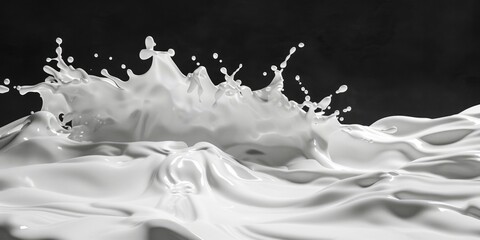 Poster - A splash of milk on a dark black background. Perfect for food and beverage concepts