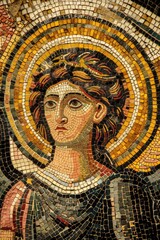 Poster - Detailed mosaic of a woman's face, suitable for artistic projects