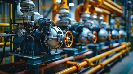 Poster - A collection of pipes and valves in a room. Suitable for industrial concepts
