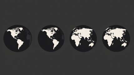 Poster - Black and white world map, suitable for educational materials