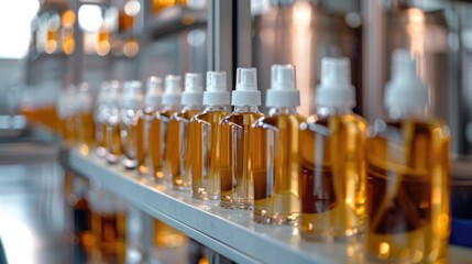 Poster - Row of bottles filled with liquid, suitable for product display