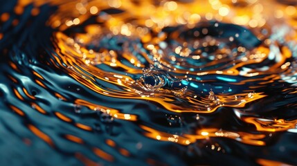 Poster - Close up of blue and yellow water surface, ideal for aquatic themed designs