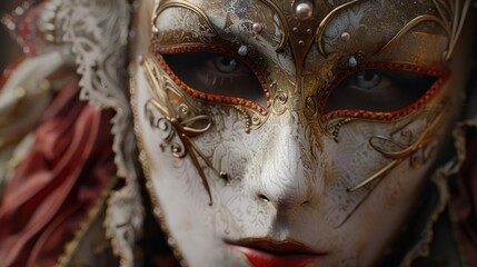 Poster - Close up of a person wearing a mask. Suitable for health and safety concepts