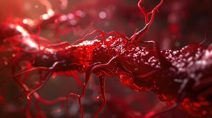 Poster - Close up of a blood vessel with flowing blood. Suitable for medical and science concepts