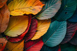 a stack of colorful autumn leaves