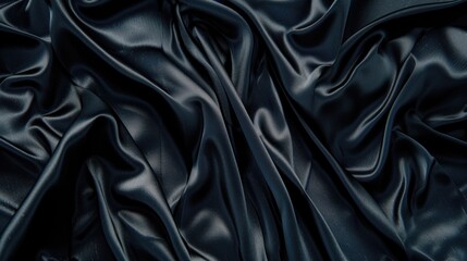 Poster - Close up of black satin material, perfect for fashion design projects