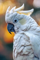 Poster - Close up of a white parrot with yellow feathers, perfect for tropical bird illustrations