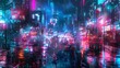 © vannet - GPT Digital rain over cityscape, neon cyberpunk