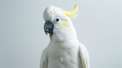 Poster - A detailed shot of a white bird with vibrant yellow feathers. Suitable for various projects