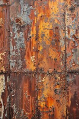 Aufkleber - A close-up view of a rusted metal surface with peeling paint. Suitable for industrial backgrounds