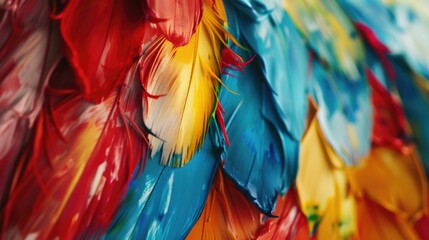 Poster - Vibrant close up shot of colorful feathers. Perfect for arts and crafts projects
