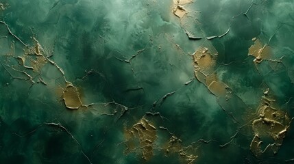 Wall Mural - Marbled green and golden abstract background. Liquid marble ink pattern. Wallpaper