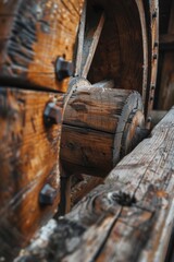 Poster - Detailed view of a wooden wheel, suitable for rustic or vintage themes