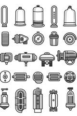 Poster - Collection of different types of pipes and valves, ideal for industrial concepts