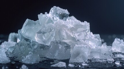 Poster - A pile of ice sitting on top of a table, perfect for summer refreshment concept