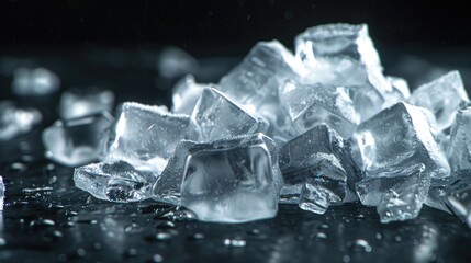 Poster - A pile of ice sitting on top of a table. Suitable for various uses
