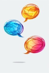 Poster - Three colorful speech bubbles floating in the air. Great for presentations or social media graphics