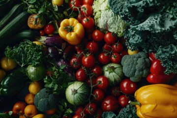 Poster - A variety of fresh vegetables in a colorful pile, ideal for healthy eating concepts