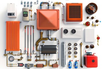 Poster - A variety of plumbing tools and parts. Perfect for DIY or construction projects