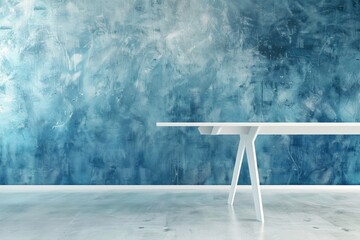 Aufkleber - Simple white table against a blue wall, perfect for home decor or interior design concepts