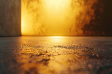 Poster - Close up shot of a floor with a yellow light in the background. Suitable for various design projects