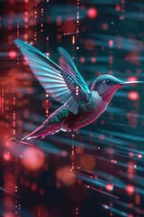Aufkleber - A beautiful hummingbird in flight. Suitable for nature and wildlife themes