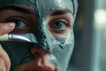 Poster - Close up of a person wearing a face mask. Suitable for health and safety concepts