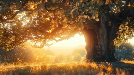 Poster - Sunlight shining through the branches of a tree. Suitable for nature and outdoor concepts