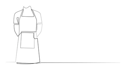 continuous line drawing of apron for cooking.one line vector of apron clothes.isolated white background
