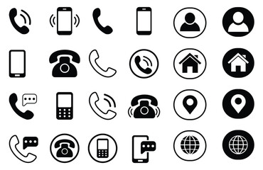 Wall Mural - phone icon set, Telephone call sign, Contact us, Vector illustration