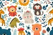 Cute background with adorable animals and playful designs, Charming backdrop featuring adorable animals and playful motifs for a delightful touch.