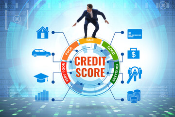 Canvas Print - Credit score concept with businessman