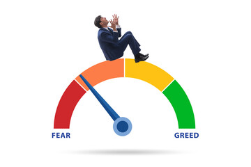 Wall Mural - Fear and greed investor behaviour concept