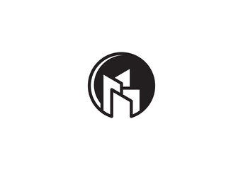 Sticker - city town logo design, building linear style concept element symbol