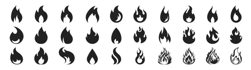 Fire icon collection. Fire flame symbol. Red hot fire, flame heat or spicy food symbol flat vector icon for apps and websites