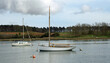 Sailing boats on the river Deben at Woodbridge Suffolk.