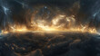 A stunning HDRI 360° space background featuring a nebula and stars, suitable for use in astronomy, science fiction, and futuristic-themed designs.