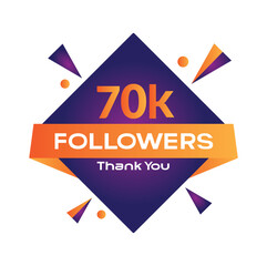 Thank You 70k Followers Template Design. Thank you 70k followers celebration template design vector.