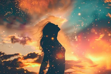 Wall Mural - A vision board bursting with vibrant images and affirmations, symbolizing the Law of Attraction and the manifestation of dream life