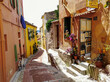 Picturesque narrow streets in the old town of Menton on the French Riviera