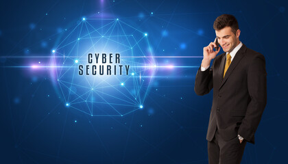 Poster - businessman thinking about security
