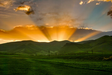  sunset in the mountains , Armenia.