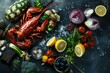 Ocean food commercial-style poster, fresh and wholesome, farm-to-table goodness, vibrant ingredients, nutrition-packed