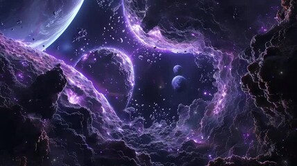 Beautiful travel in deep space among stars and nebulas. Spiral space galaxy cosmos background. Galaxy and stars. Beautiful galaxy in video 4k.