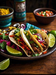 Some Mexican tacos on a table