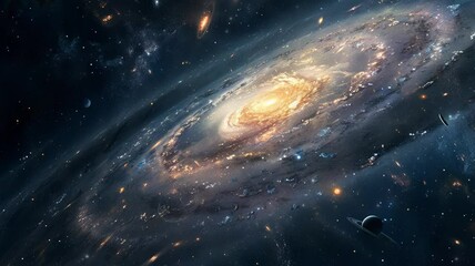 Wall Mural - Beautiful travel in deep space among stars and nebulas. Spiral space galaxy cosmos background. Galaxy and stars. Beautiful galaxy in video 4k.