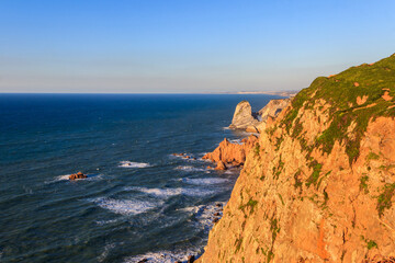 Canvas Print - View of the Atlantic Ocean from Cabo da Roca. Cabo da Roca or Cape Roca is westernmost cape of mainland Portugal, continental Europe and the Eurasian land mass